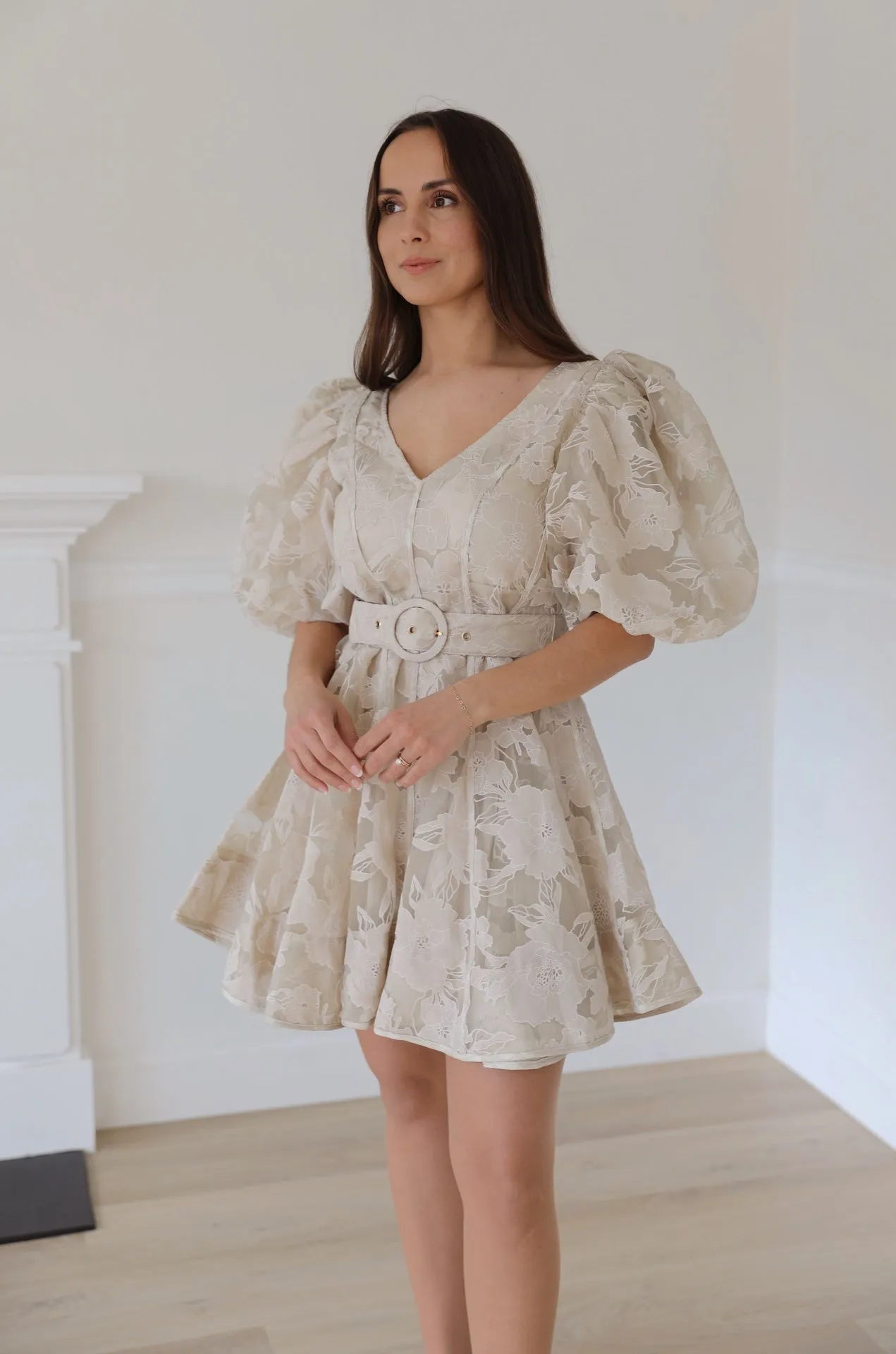 Polina Beige Floral Dress