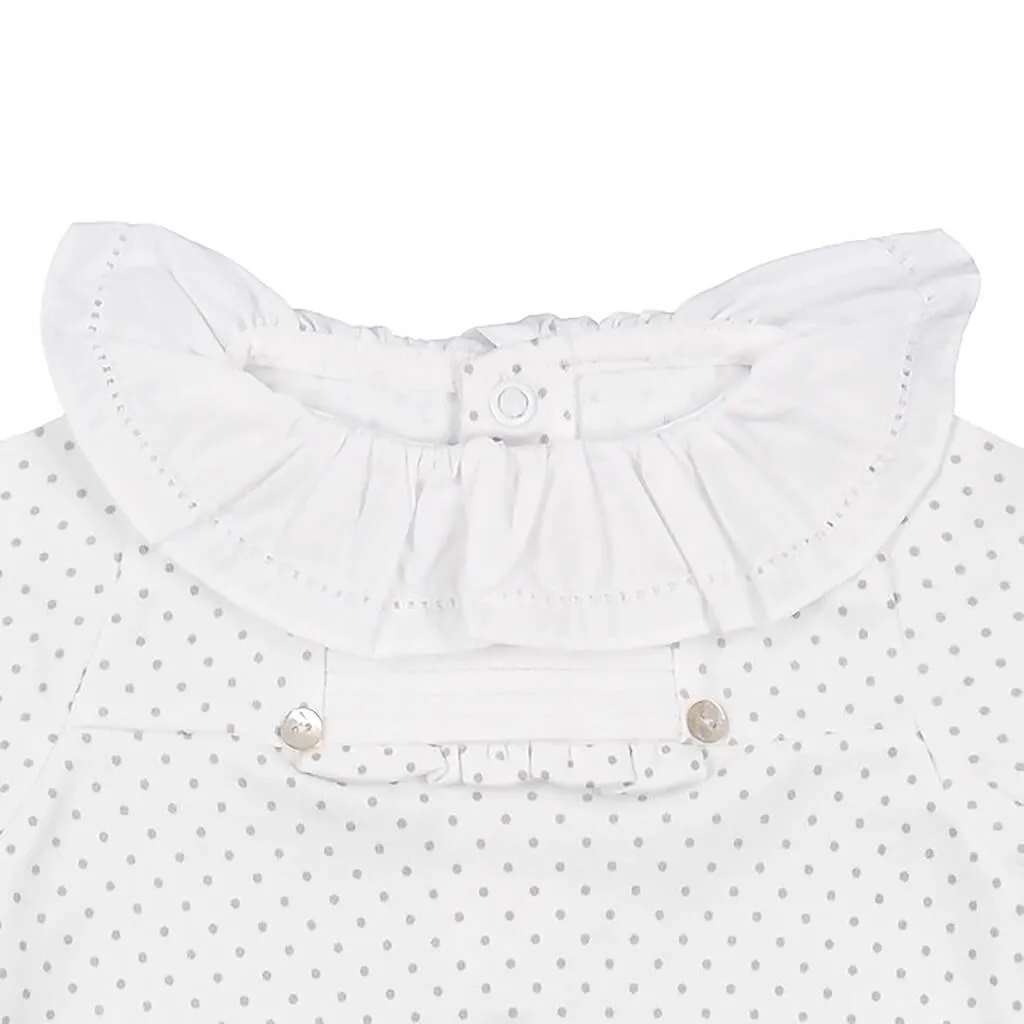 Polka Dot Cotton Onesie Ash