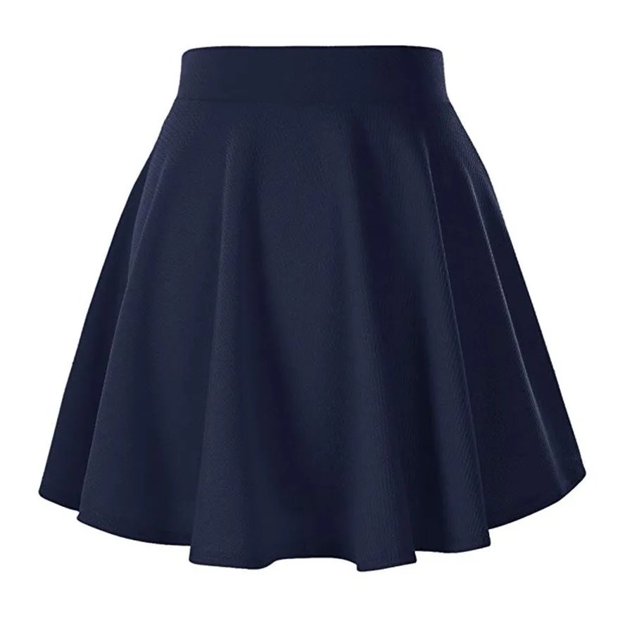 Popular Europe Women Basic All-Matching Stretchable Flare Skirt Casual Mini Skirt