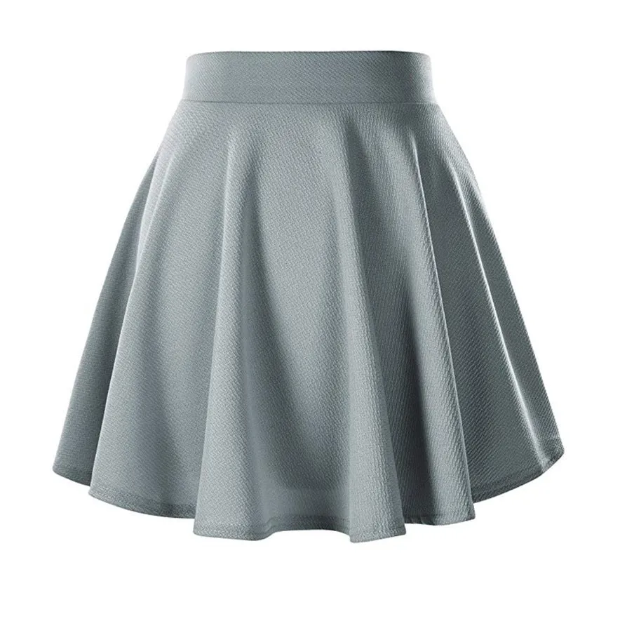 Popular Europe Women Basic All-Matching Stretchable Flare Skirt Casual Mini Skirt