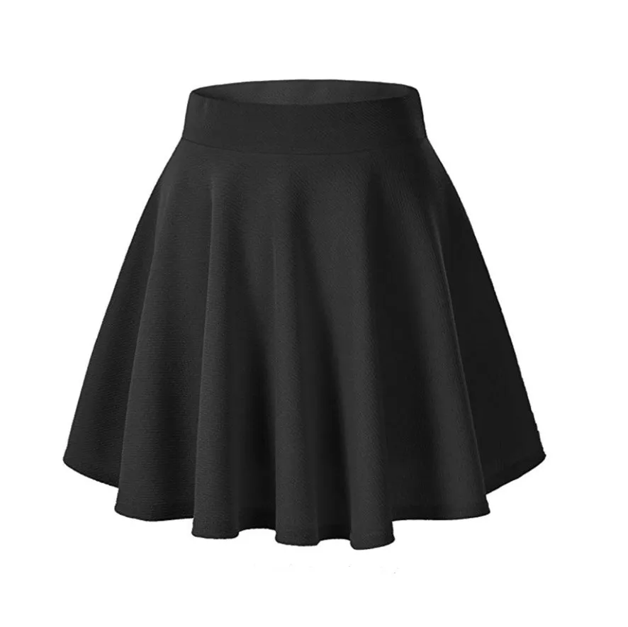 Popular Europe Women Basic All-Matching Stretchable Flare Skirt Casual Mini Skirt