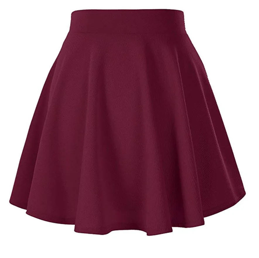 Popular Europe Women Basic All-Matching Stretchable Flare Skirt Casual Mini Skirt
