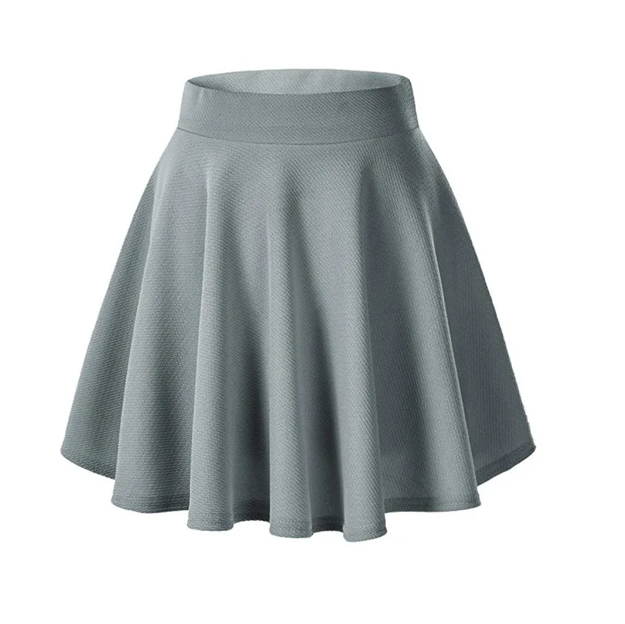 Popular Europe Women Basic All-Matching Stretchable Flare Skirt Casual Mini Skirt