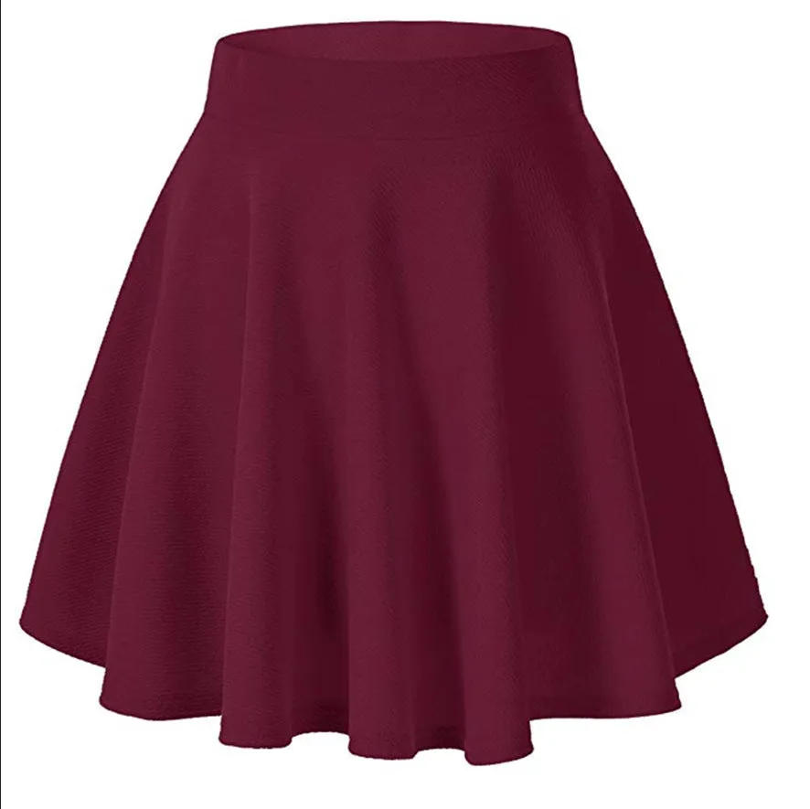 Popular Europe Women Basic All-Matching Stretchable Flare Skirt Casual Mini Skirt