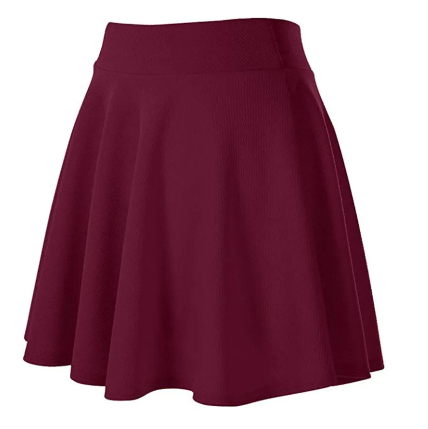 Popular Europe Women Basic All-Matching Stretchable Flare Skirt Casual Mini Skirt