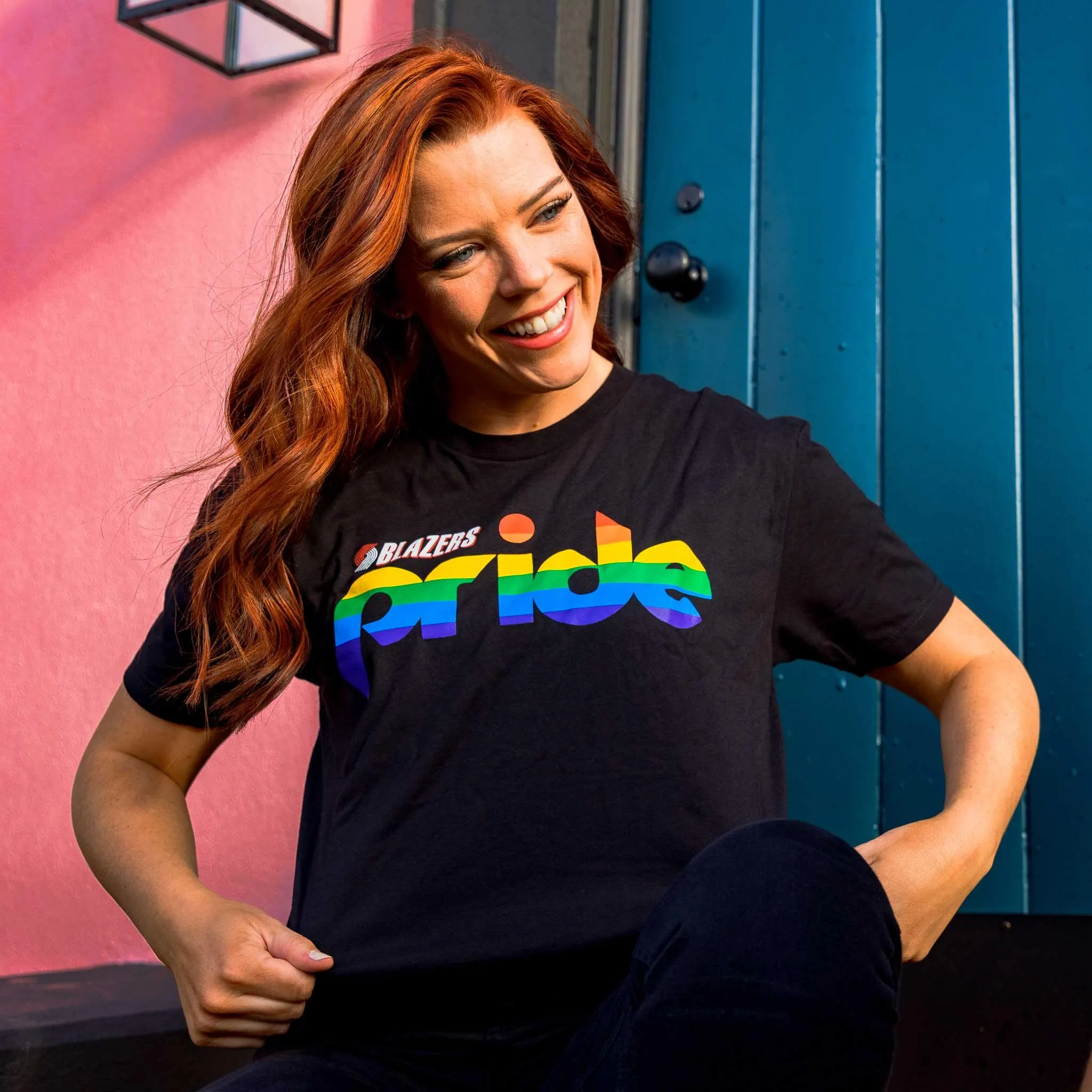 Portland Blazers Mitchell & Ness Retro Pride Tee