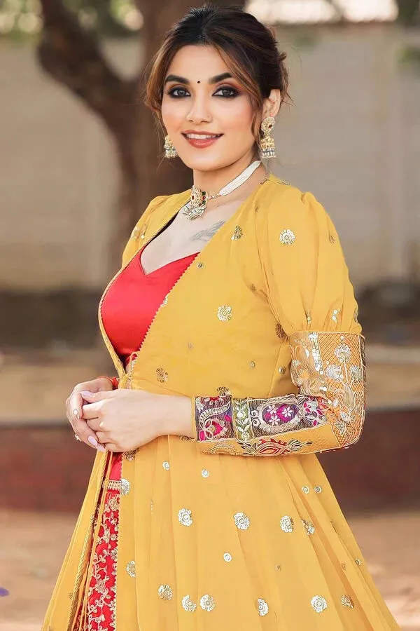 Prachi Solanki Latest Simple Lehenga With Long Jacket For Girls