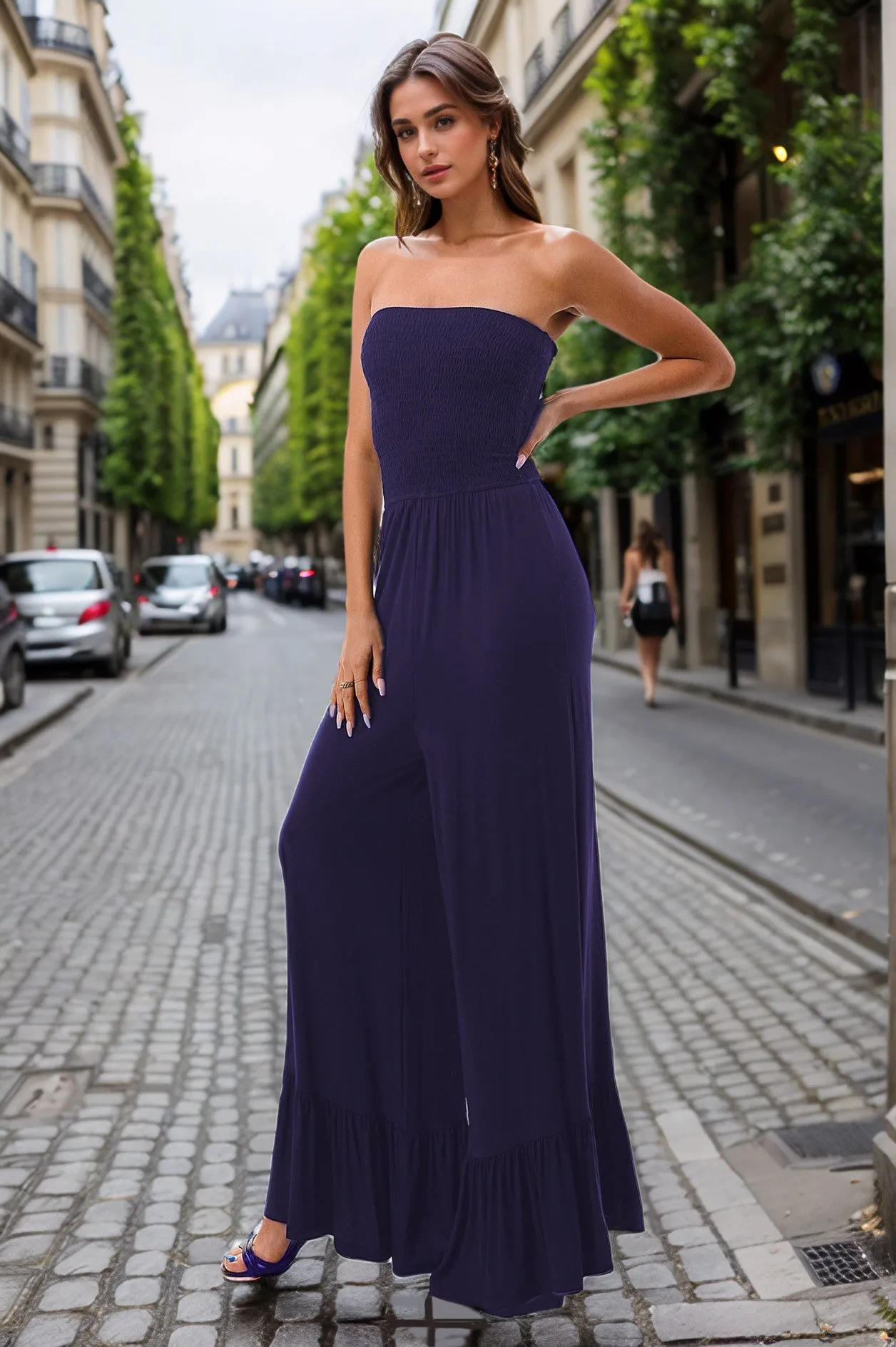 Pre-order: CAMILLE TUBE JUMPSUITS (NAVY)- VD3118