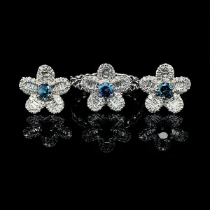 PREORDER | Floral Blue Diamond Jewelry Set 14kt