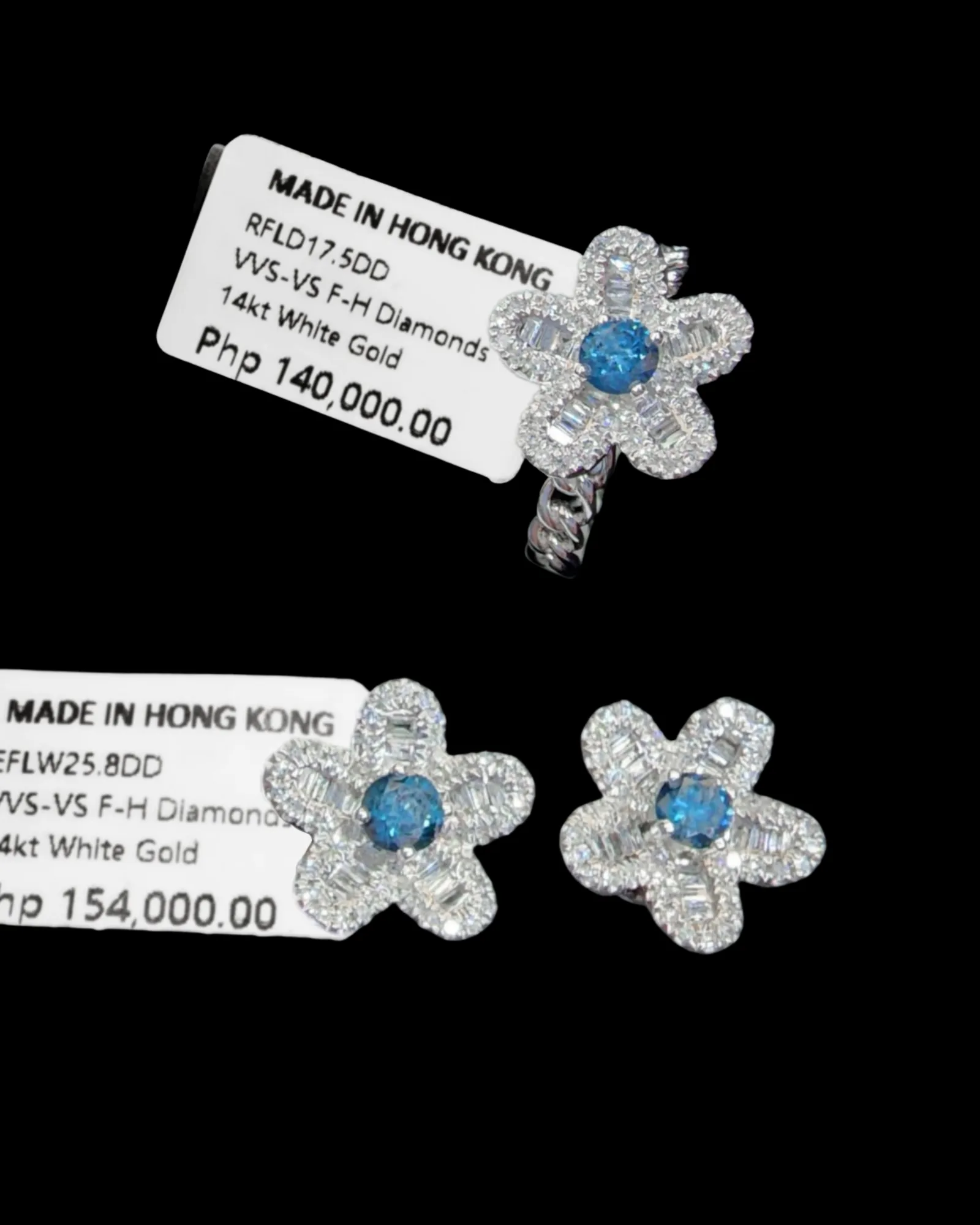 PREORDER | Floral Blue Diamond Jewelry Set 14kt
