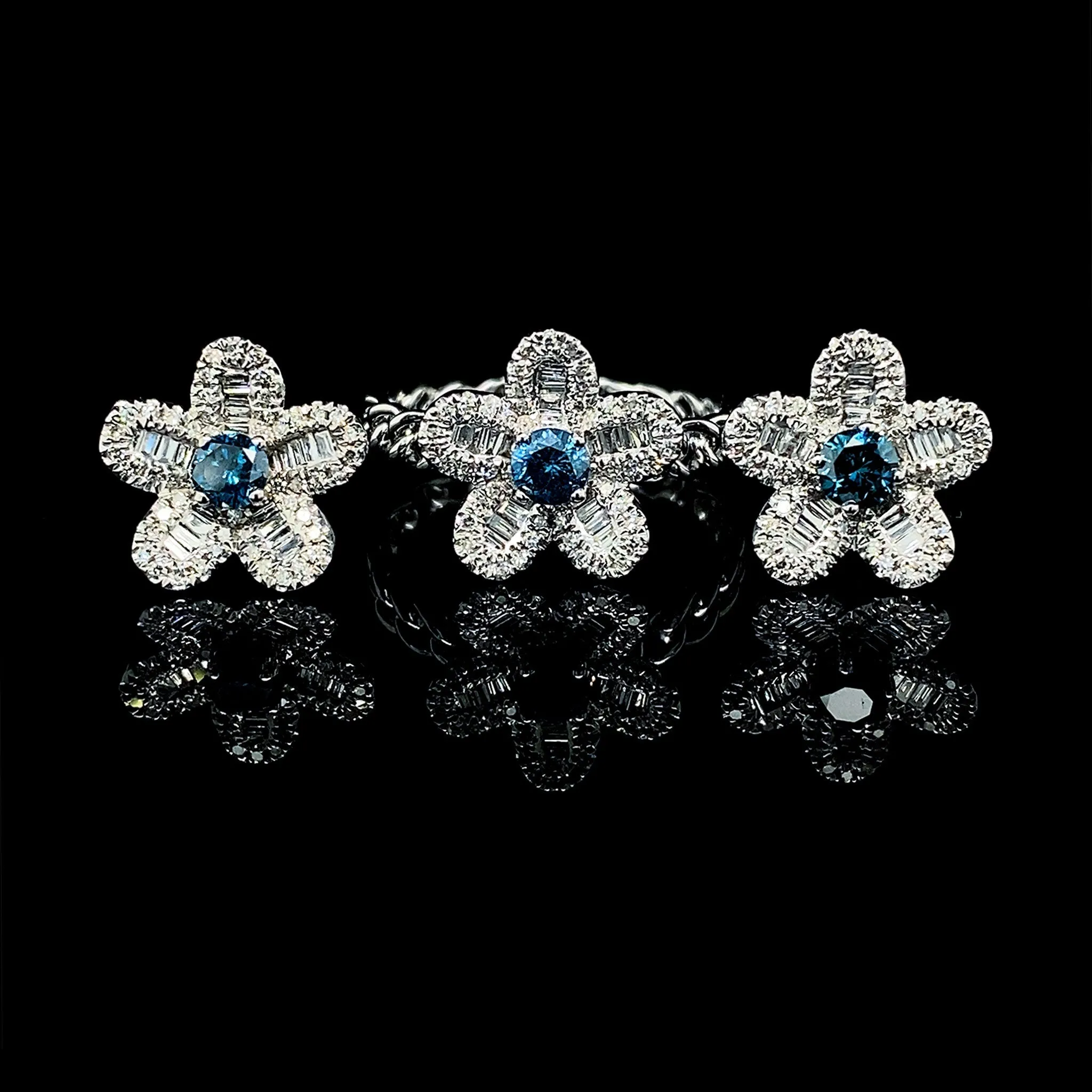 PREORDER | Floral Blue Diamond Jewelry Set 14kt