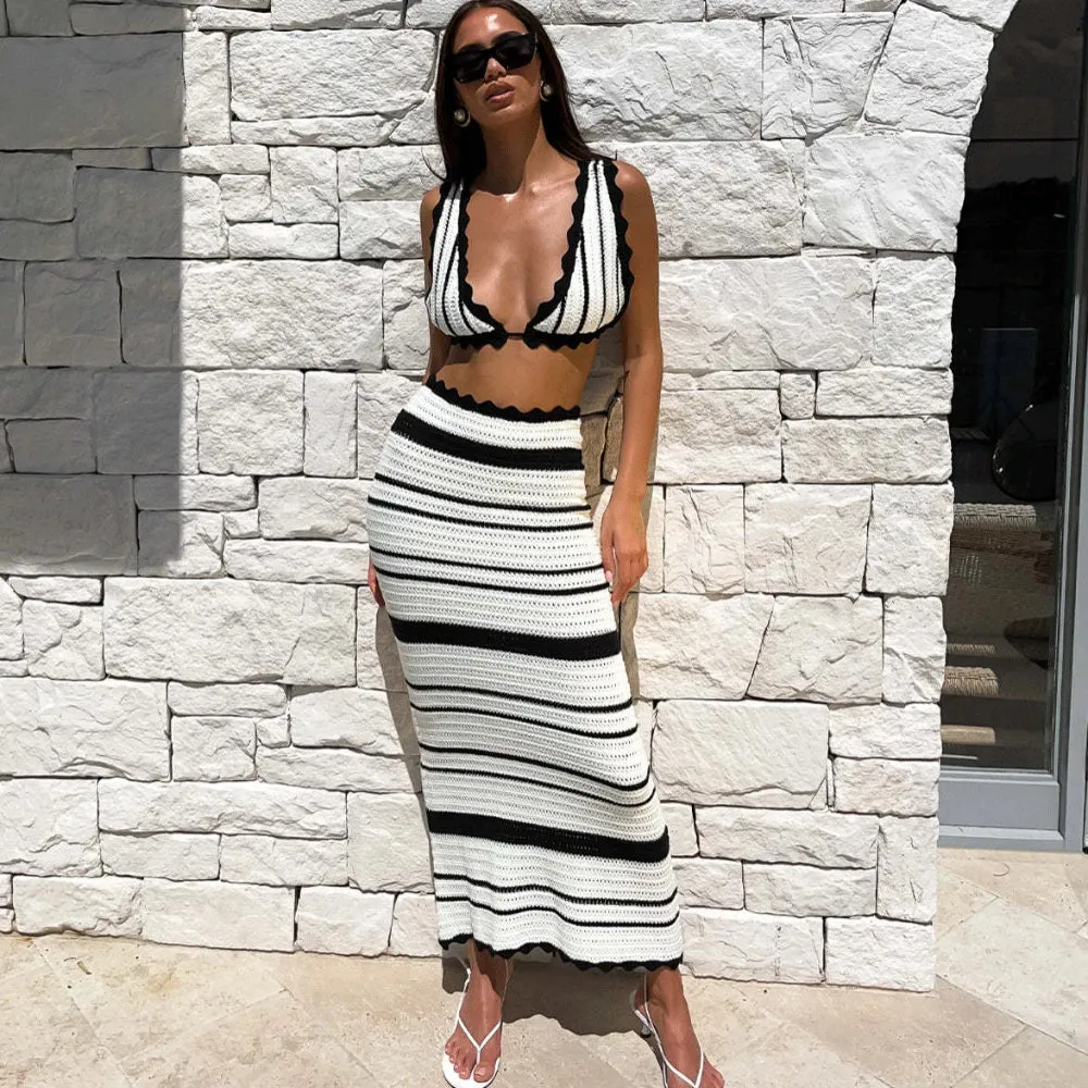 Pretty Knit Summer Beach Skirt Set