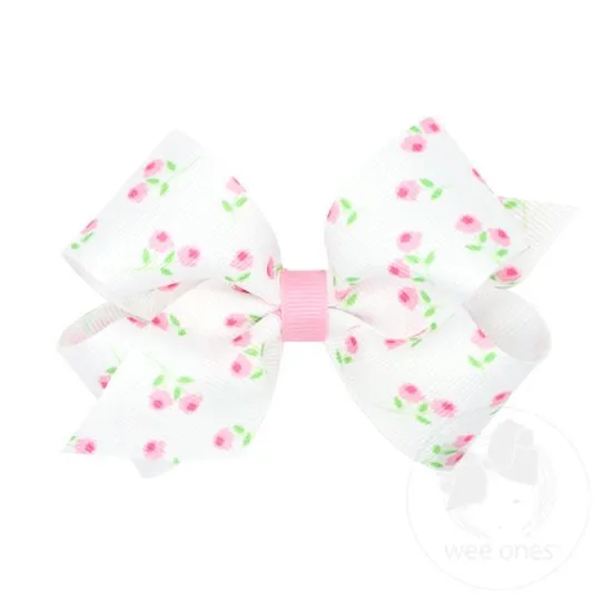 Printed rosebud grosgrain bow