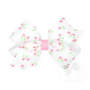 Printed rosebud grosgrain bow