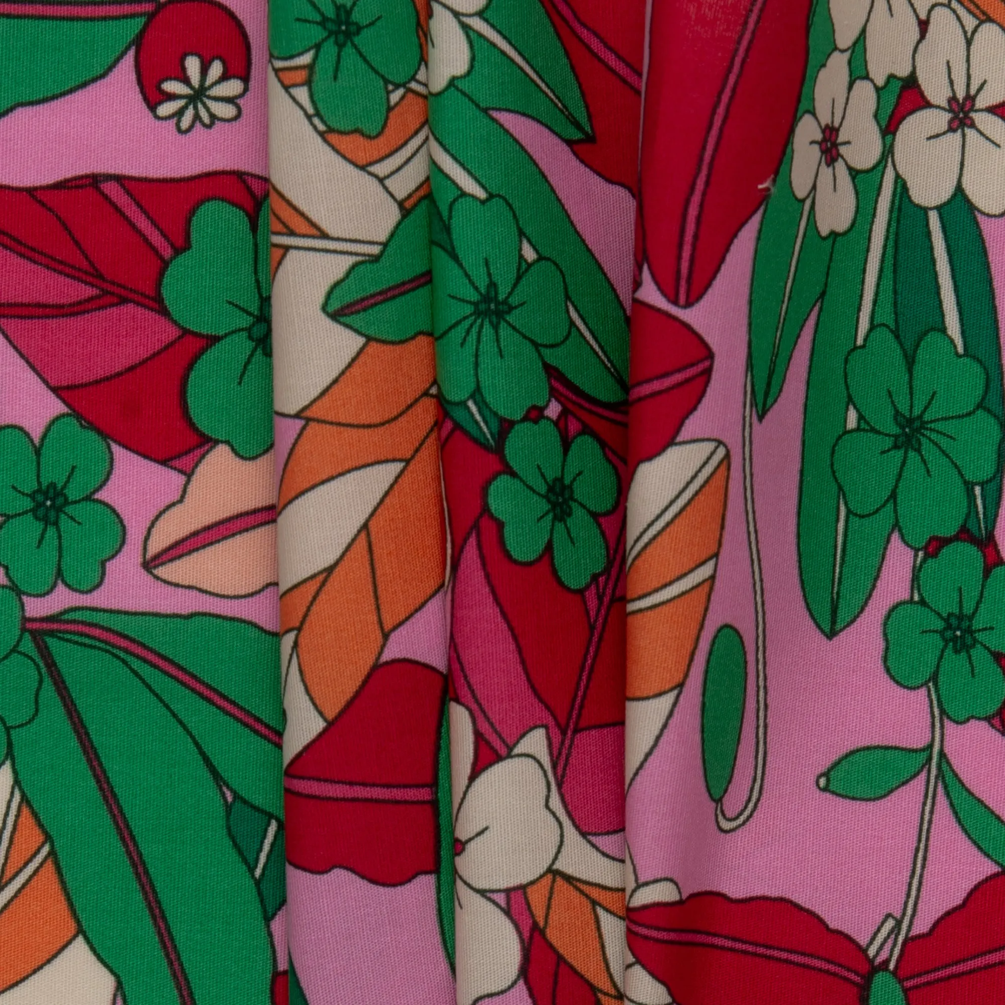 Printed Stretch Cotton Poplin - PAULINA - Pansy - Dawn pink