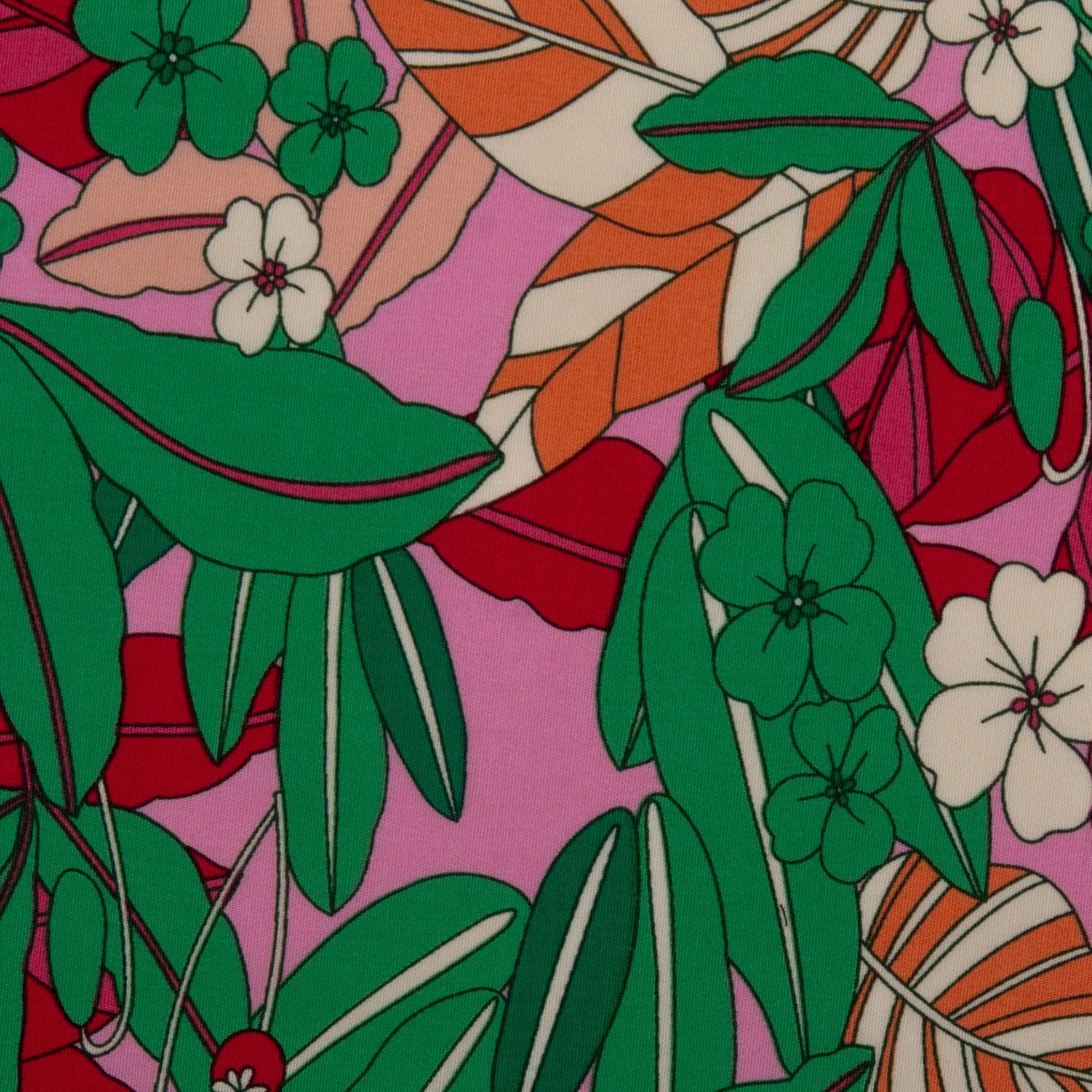 Printed Stretch Cotton Poplin - PAULINA - Pansy - Dawn pink