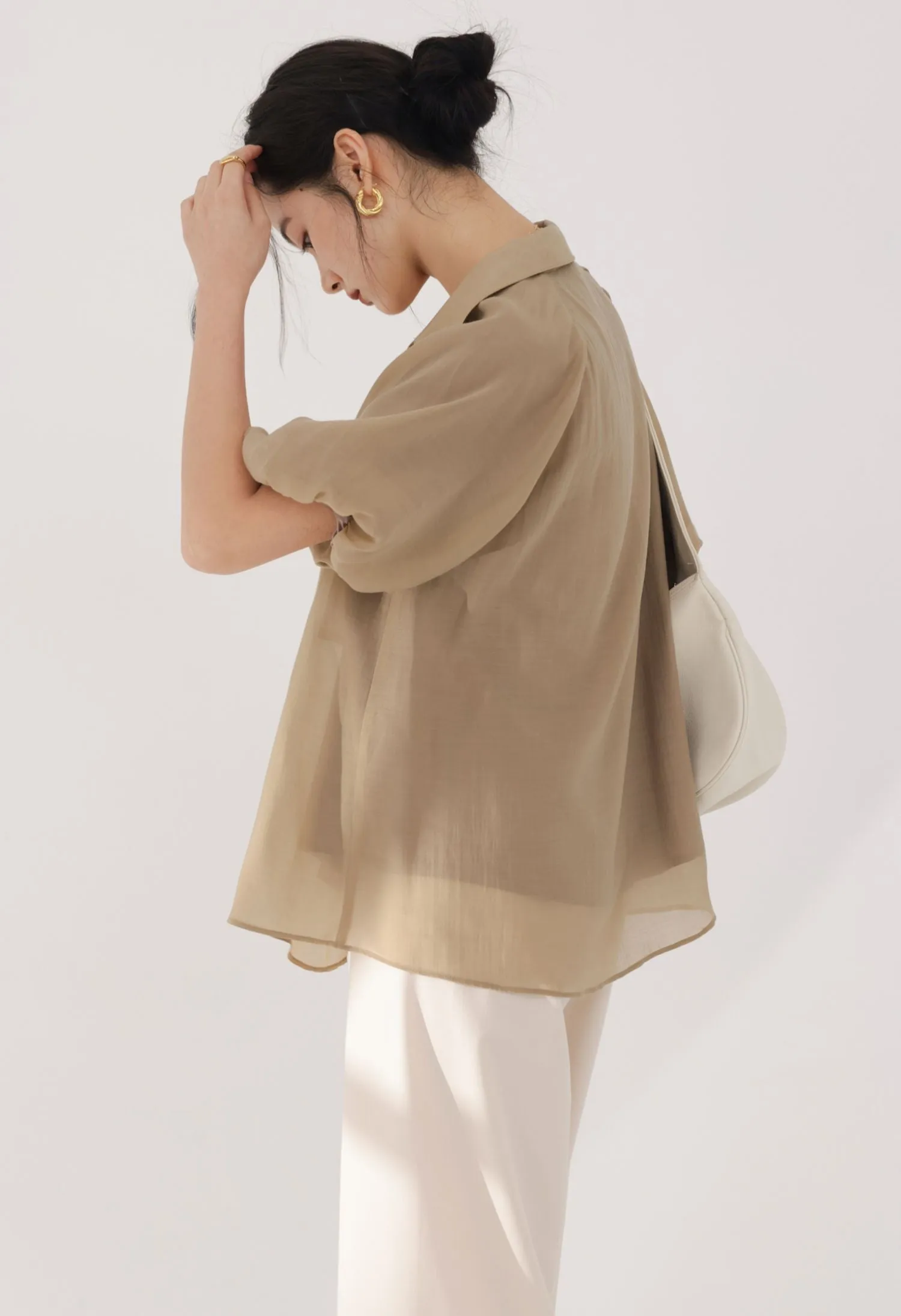 Puff Sleeve Button Top