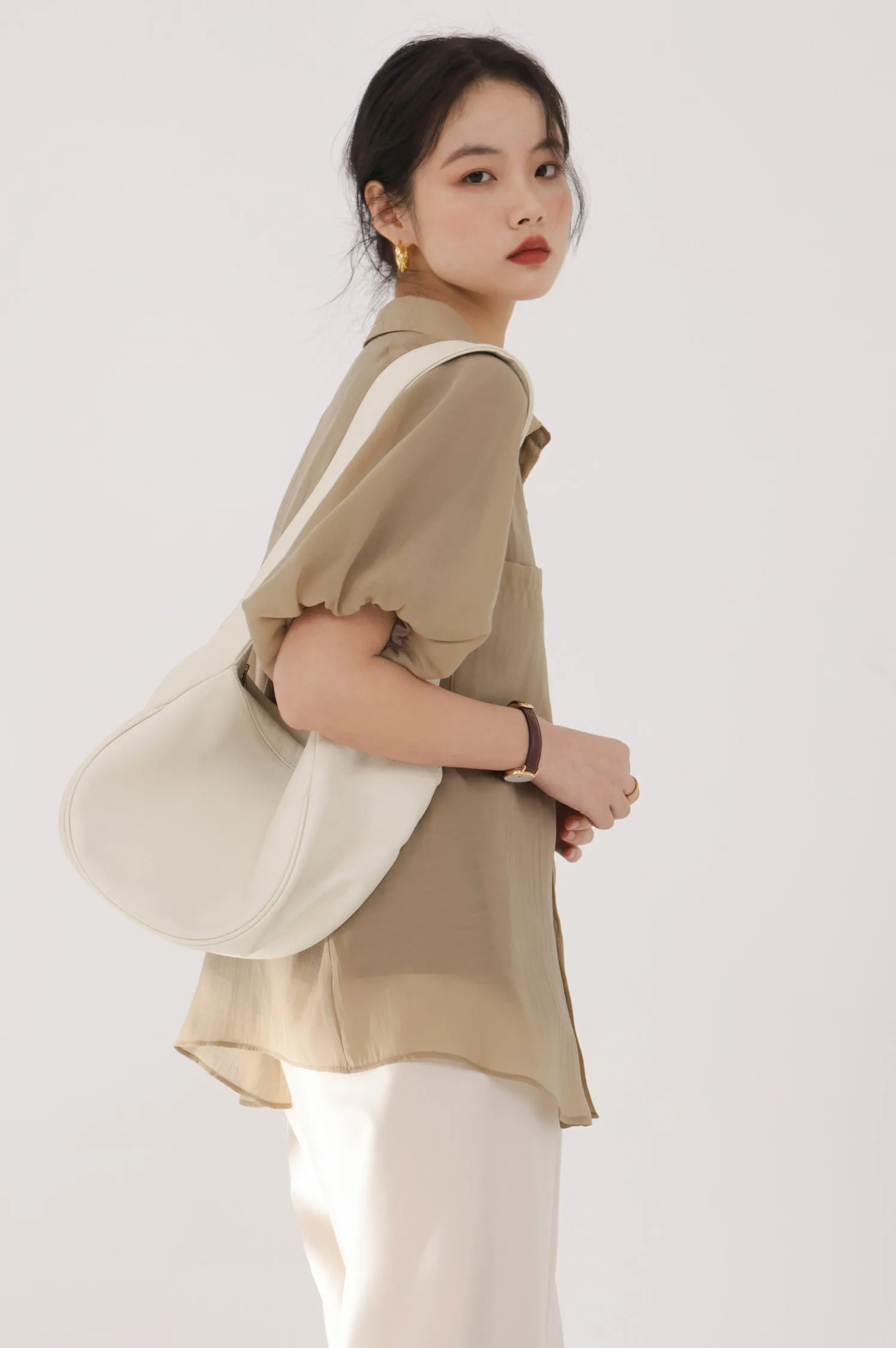 Puff Sleeve Button Top