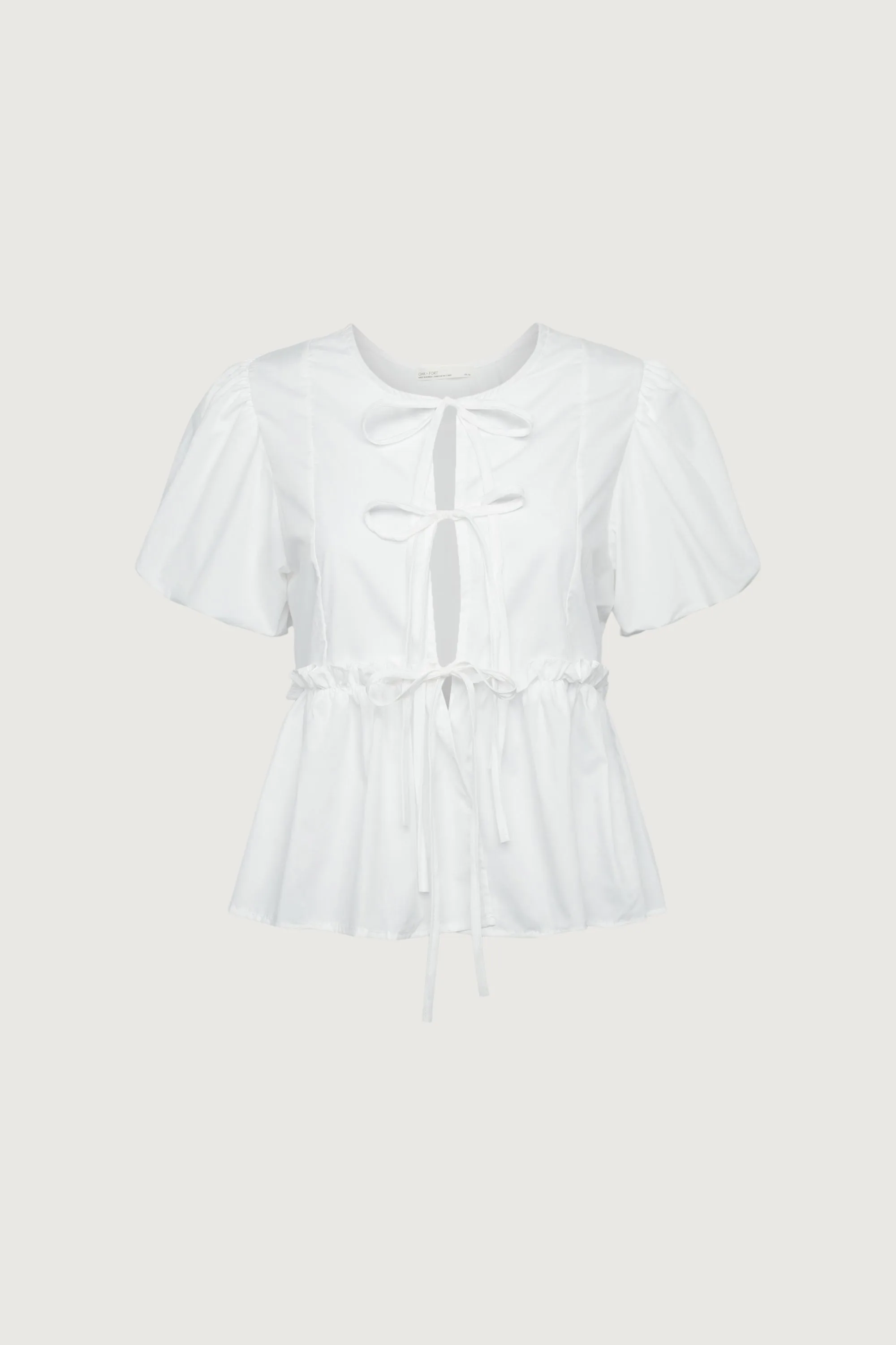 PUFF SLEEVE FRONT TIE BLOUSE