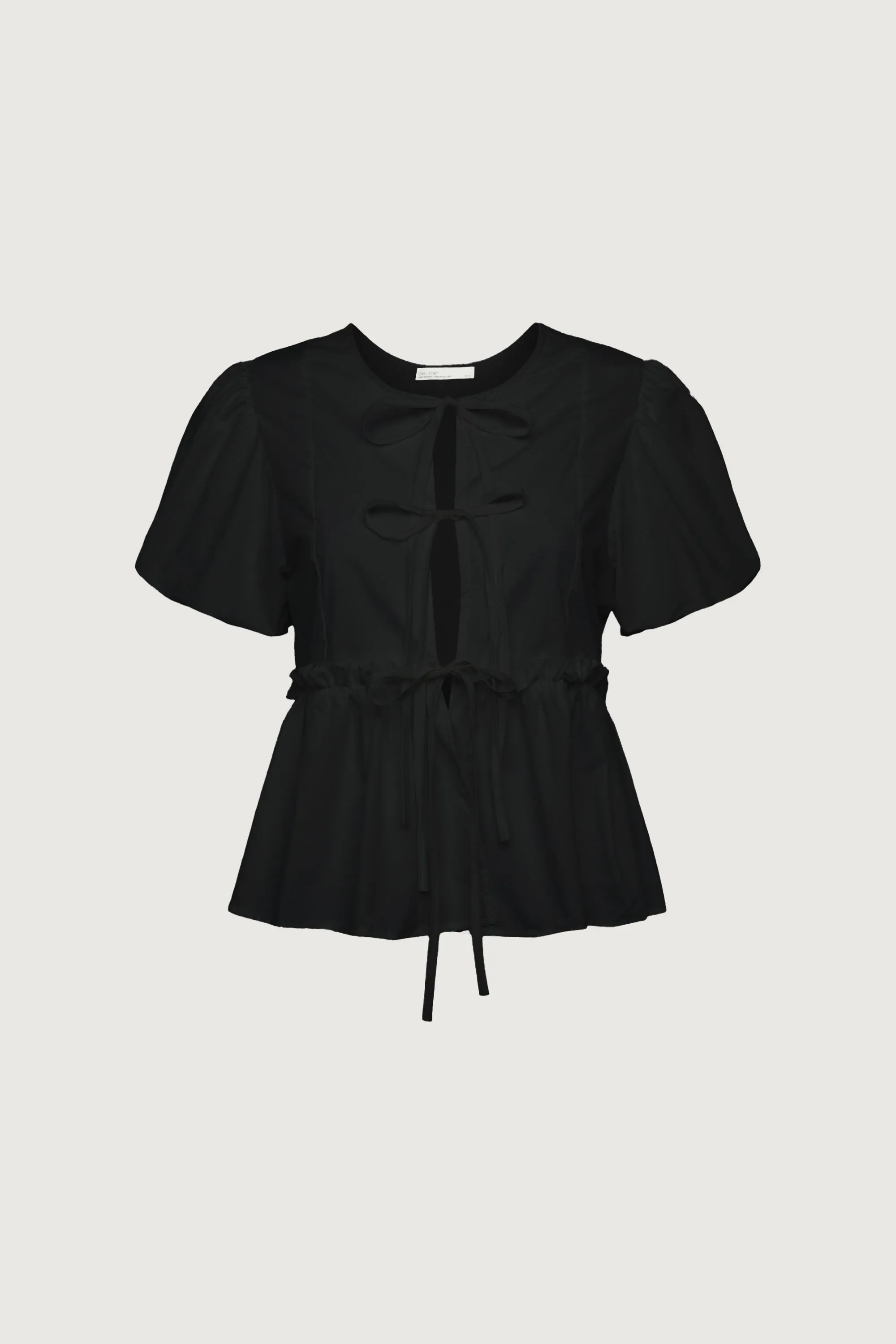 PUFF SLEEVE FRONT TIE BLOUSE
