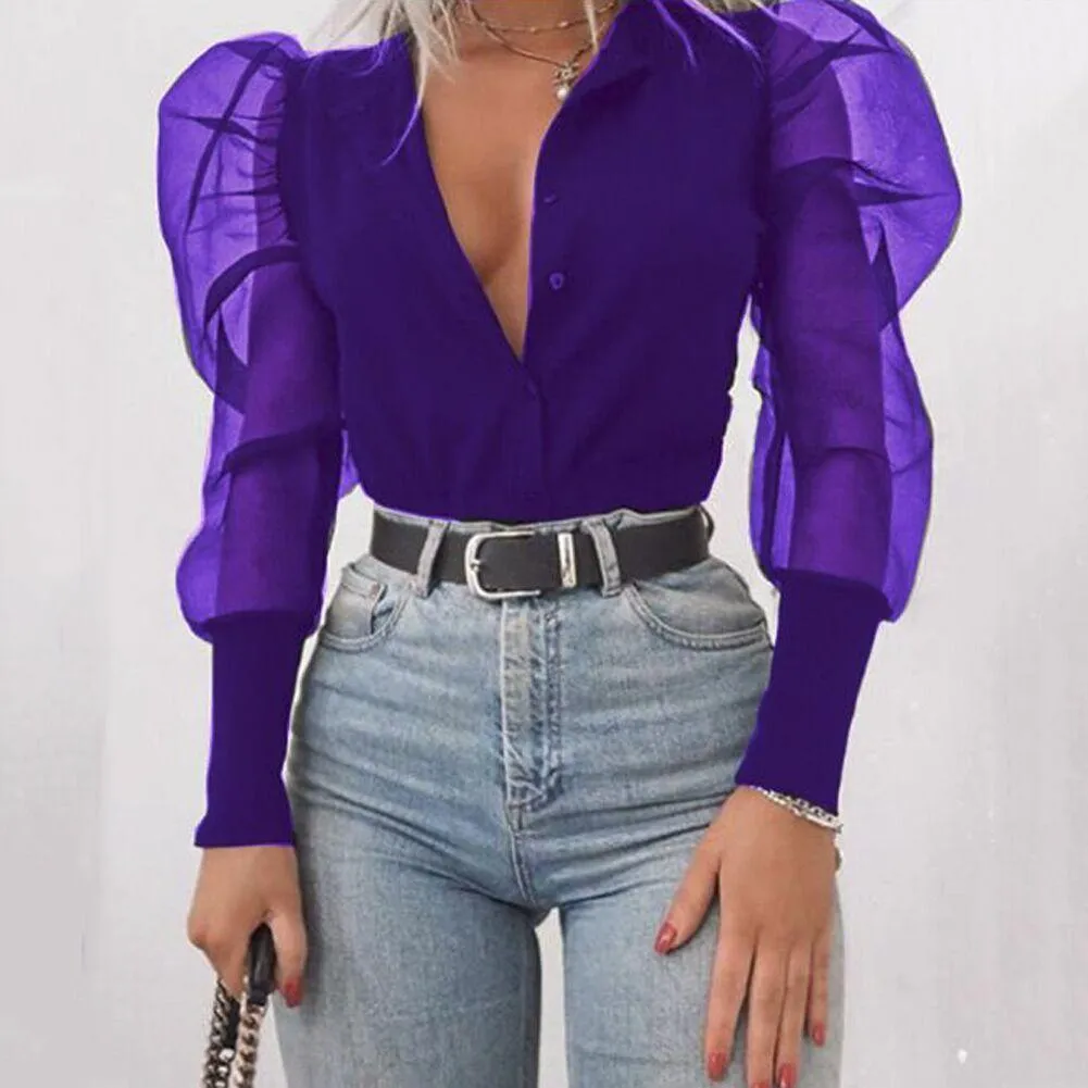 Puff sleeve long sleeve shirt