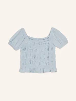 Puff-Sleeve Smocked Top for Girls