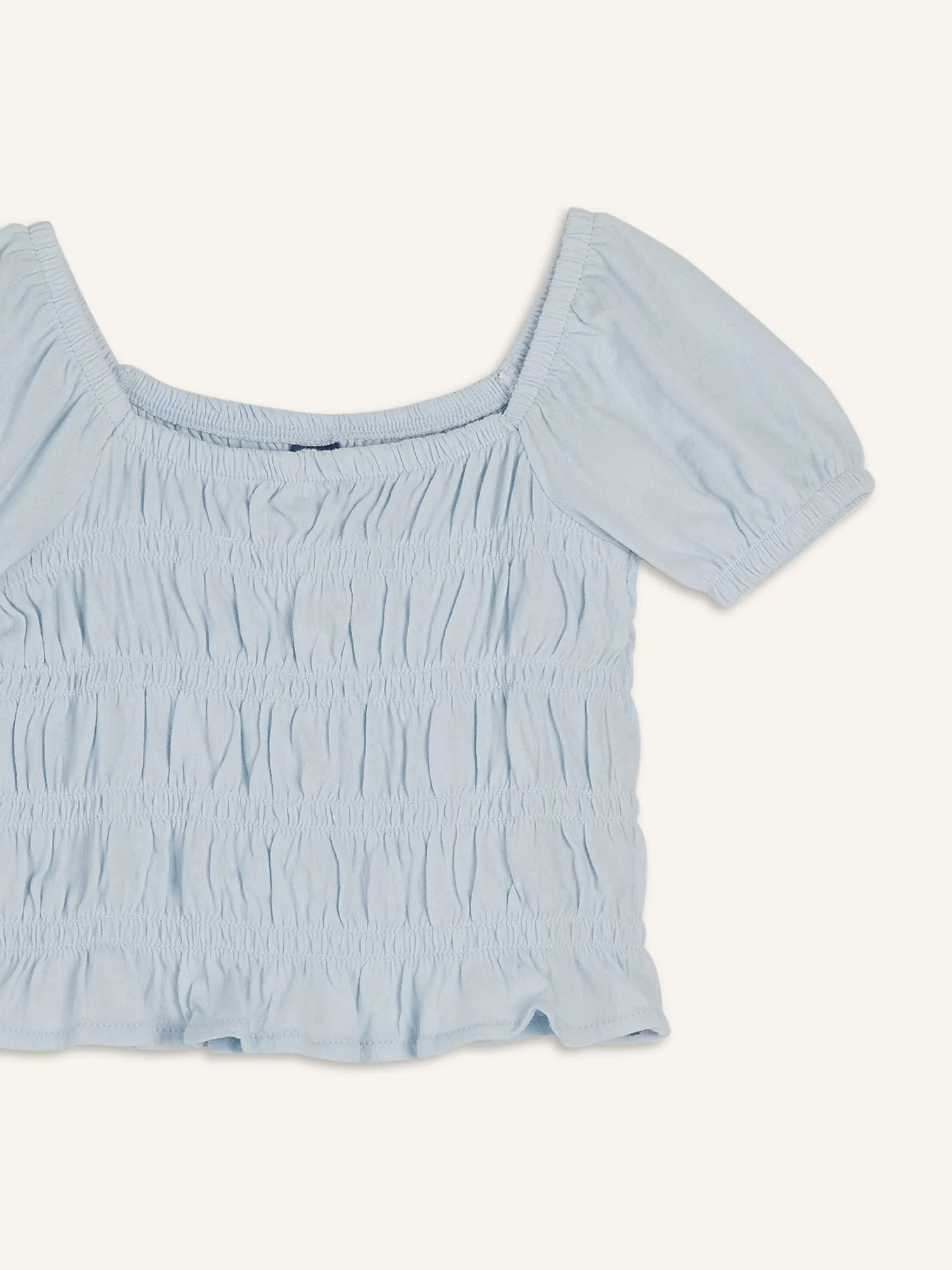 Puff-Sleeve Smocked Top for Girls