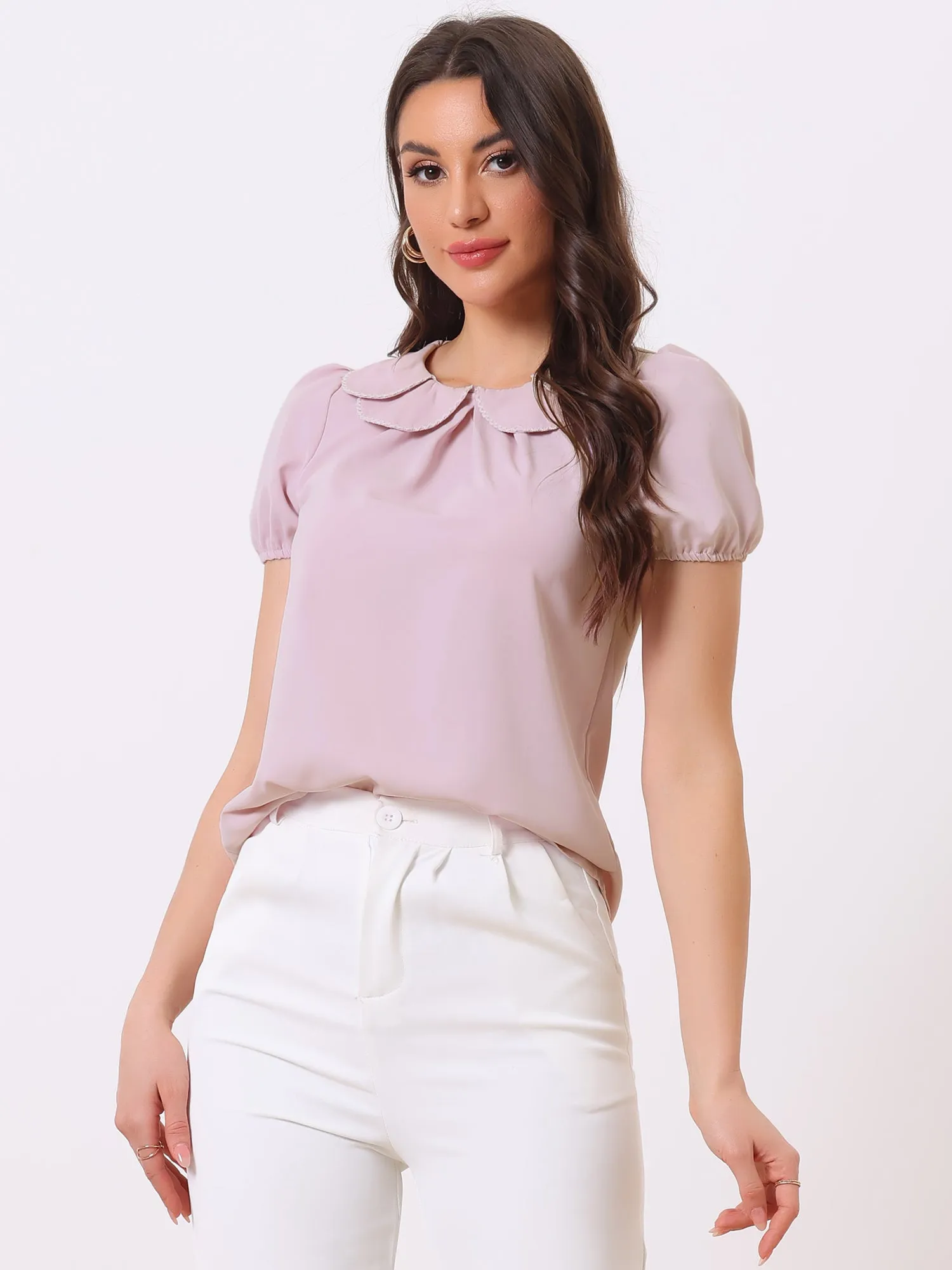 Puff Sleeve Tops Peter Pan Collar Blouse
