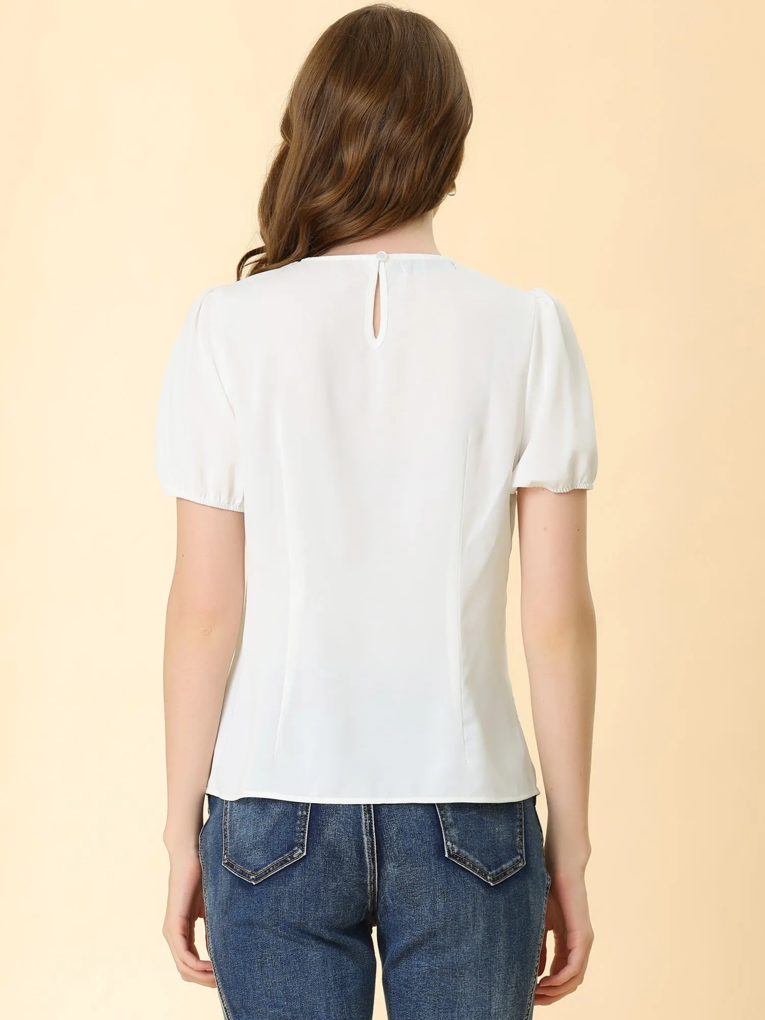 Puff Sleeve Tops Peter Pan Collar Blouse