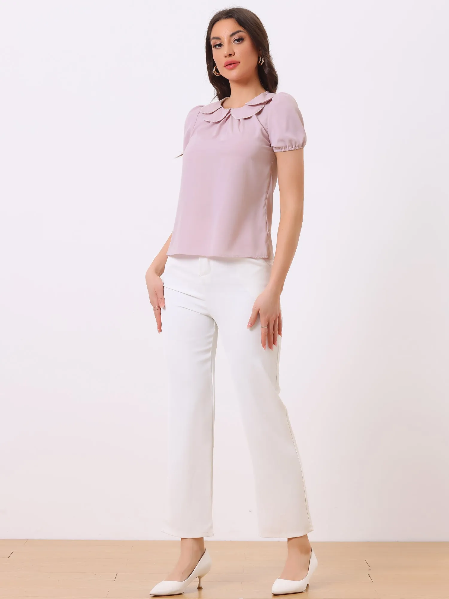 Puff Sleeve Tops Peter Pan Collar Blouse