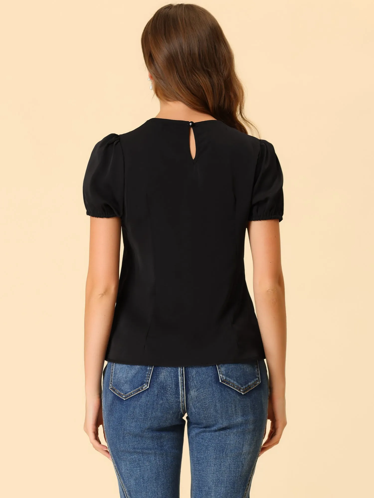 Puff Sleeve Tops Peter Pan Collar Blouse