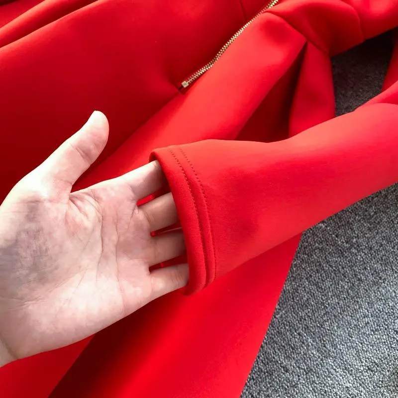 Puff Sleeve Turtleneck Dress Autumn Winter Long Sleeve Dresses Women Party Christmas Slim A-Line Elegant New Year Woman
