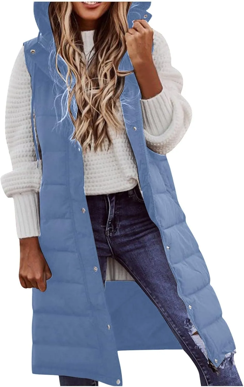 Puffer Vest Women Long Thermal Thicken Winter Coat Packable Sleeveless Down Coat Casual Trendy Outwear