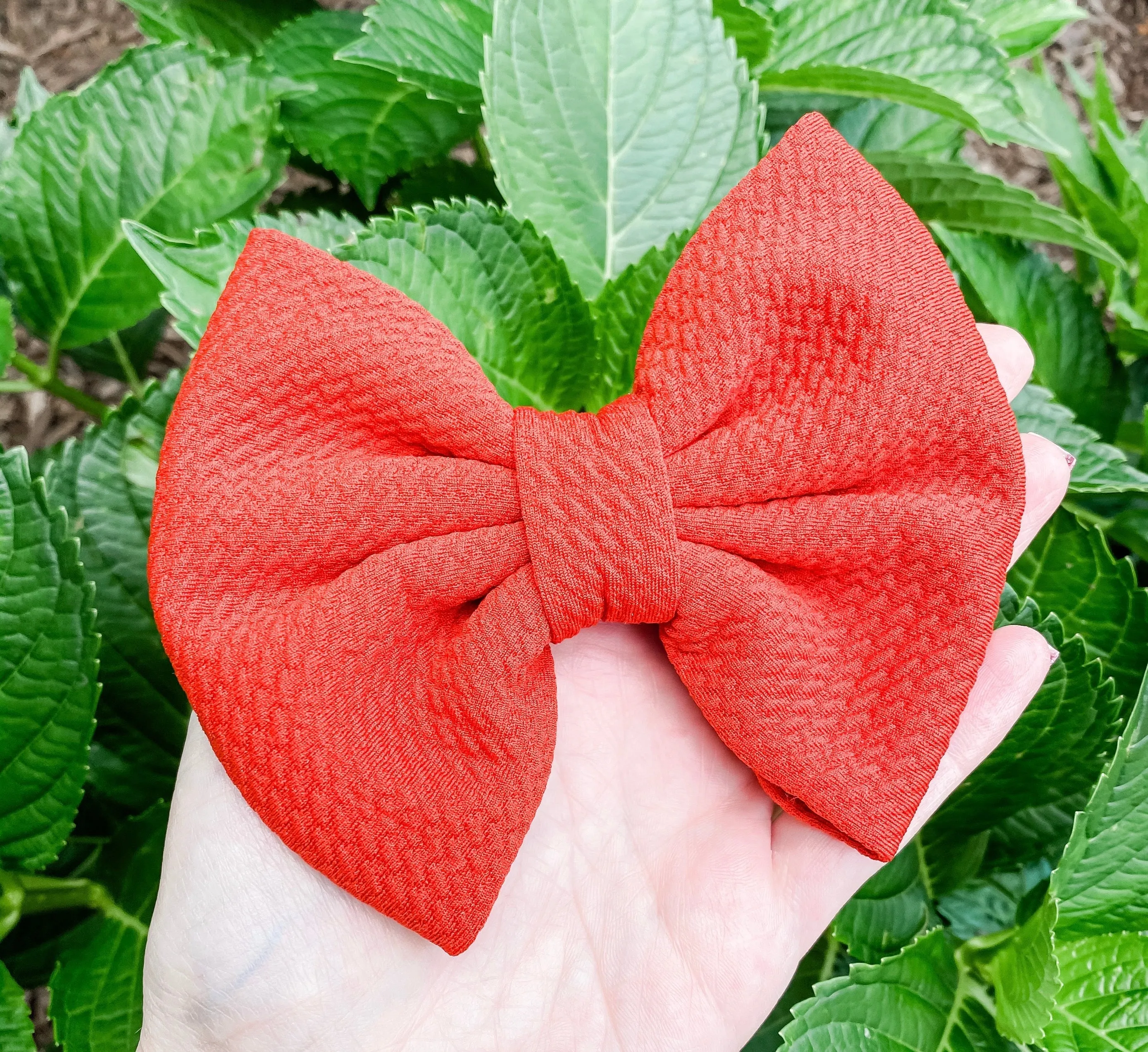 Pumpkin Burnt Orange Liverpool Fabric Bow Headband | Hair Clip