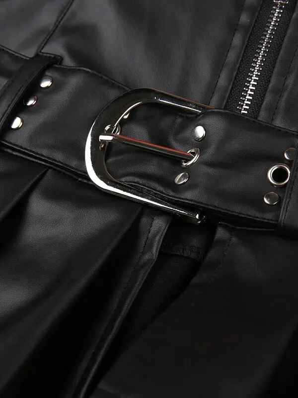 Punk charm rivet belt mini skirt
