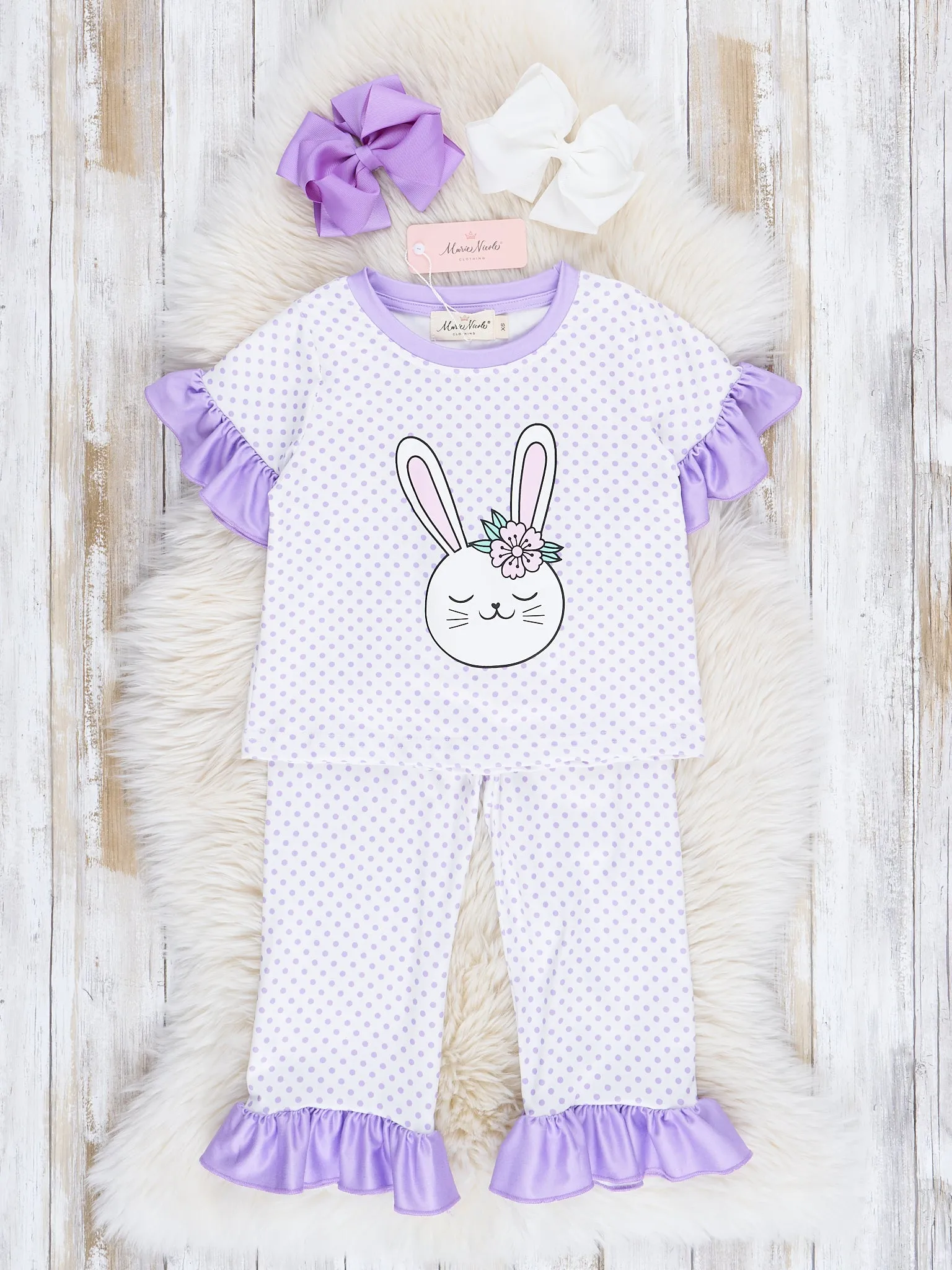 Purple Bunny Ruffle Pajamas