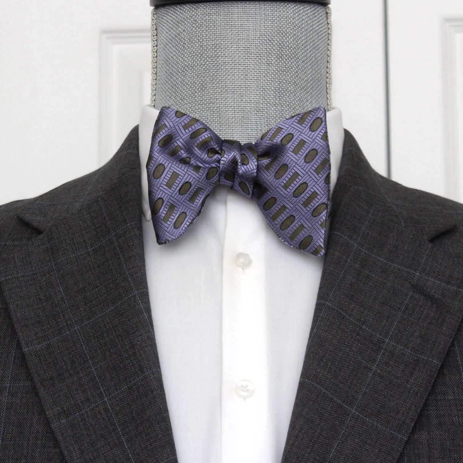 Purple Ornament Silk Bow Tie