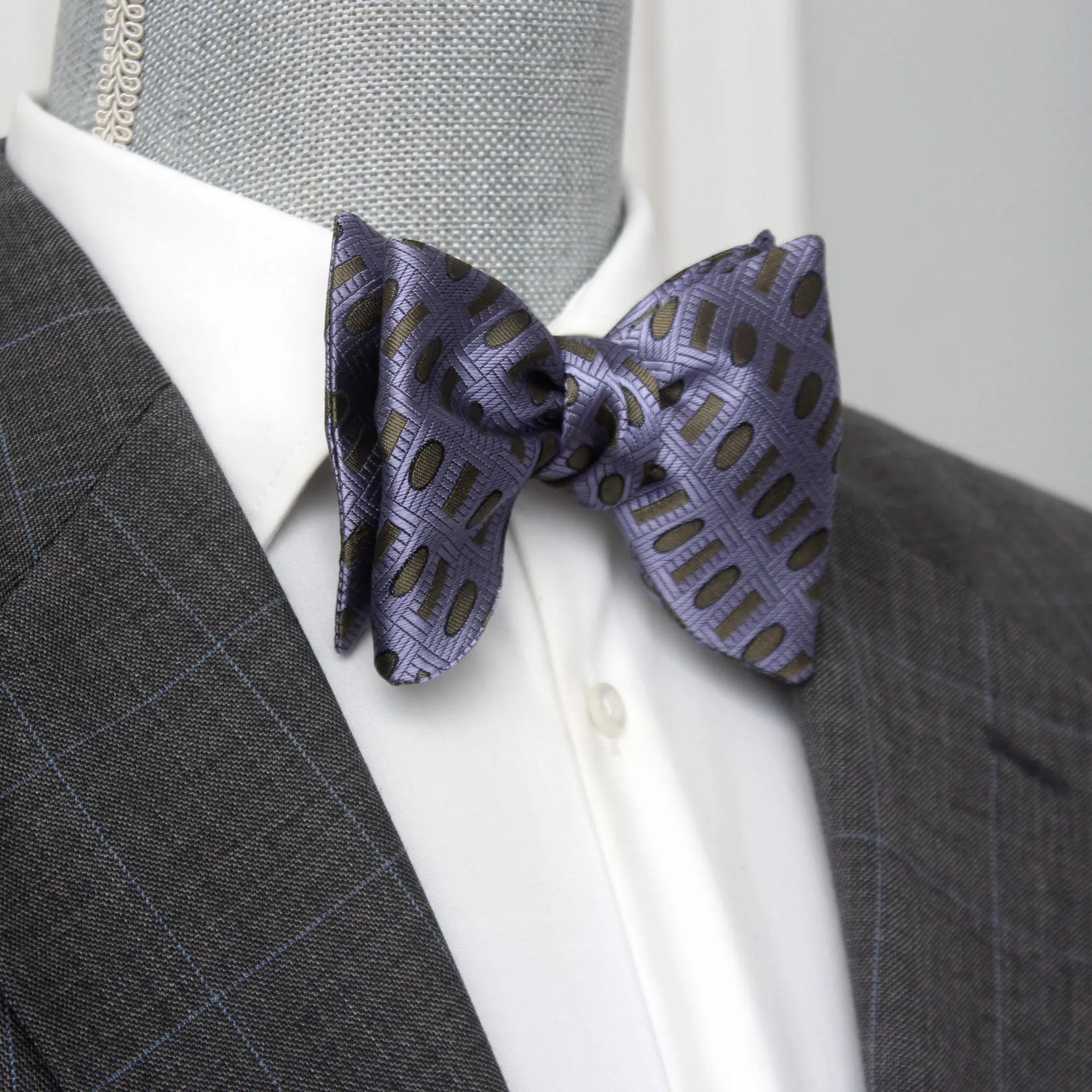 Purple Ornament Silk Bow Tie