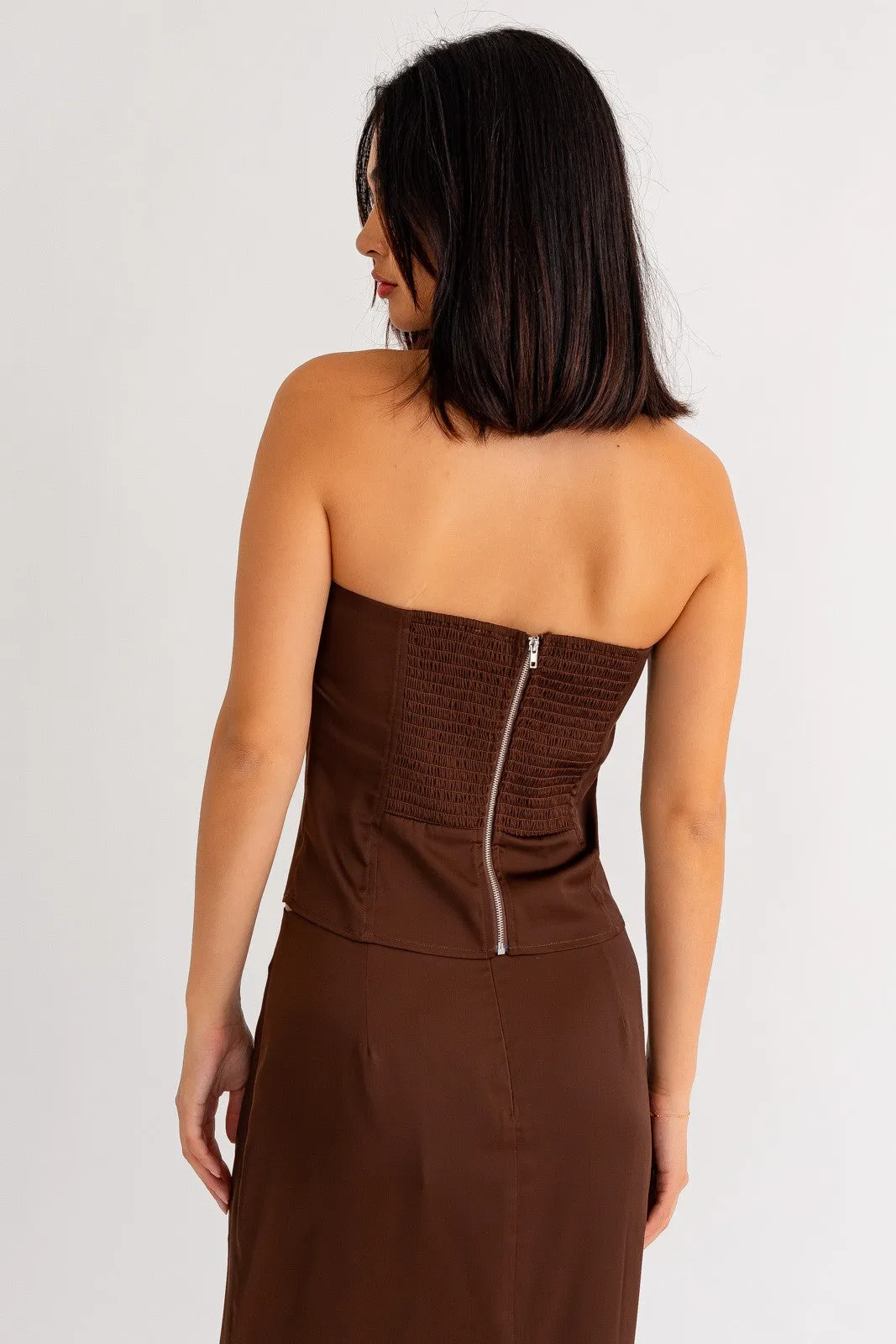 "Angelic Fairytale" Dark Brown Maxi Skirt and Tube Top Matching Set