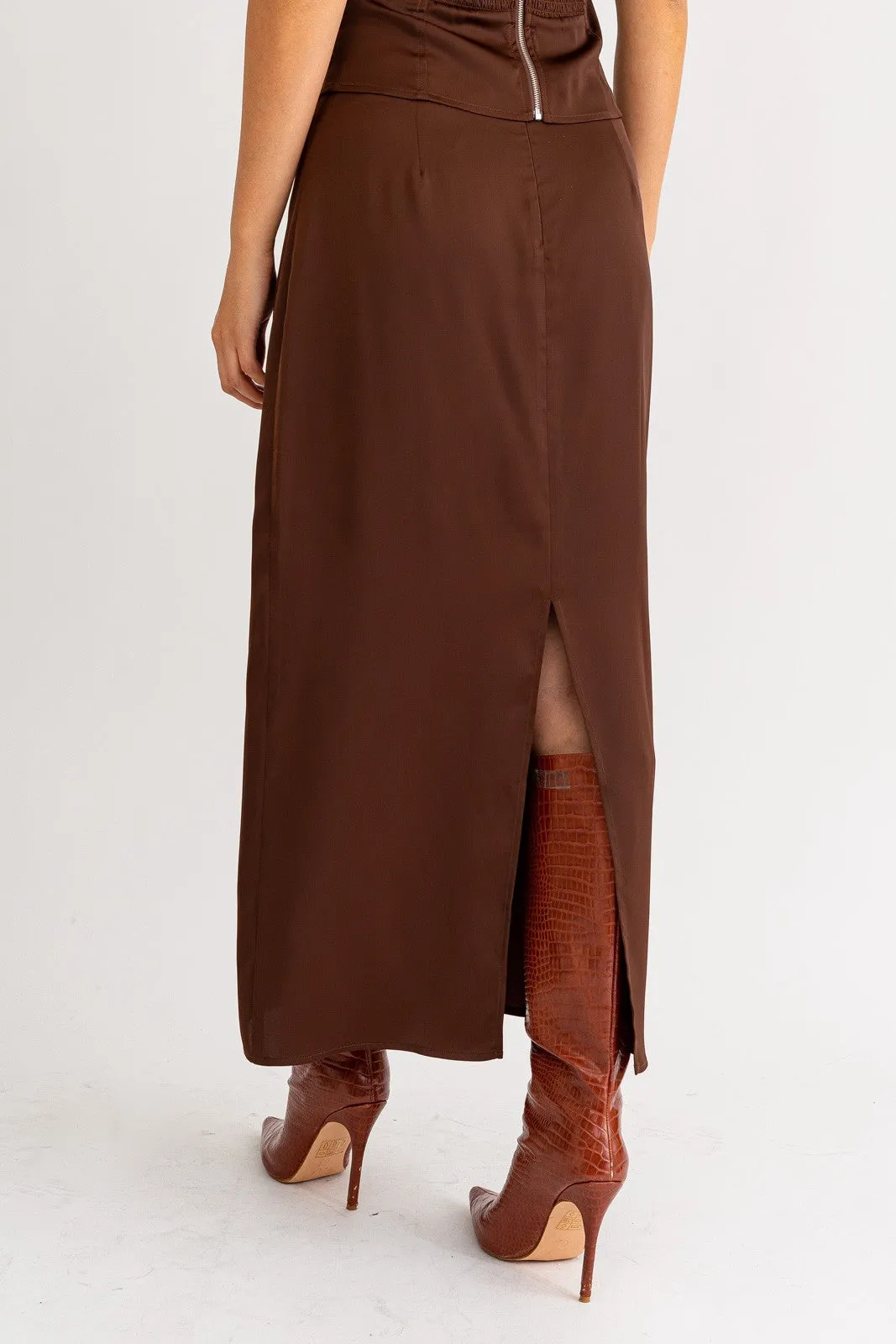 "Angelic Fairytale" Dark Brown Maxi Skirt and Tube Top Matching Set