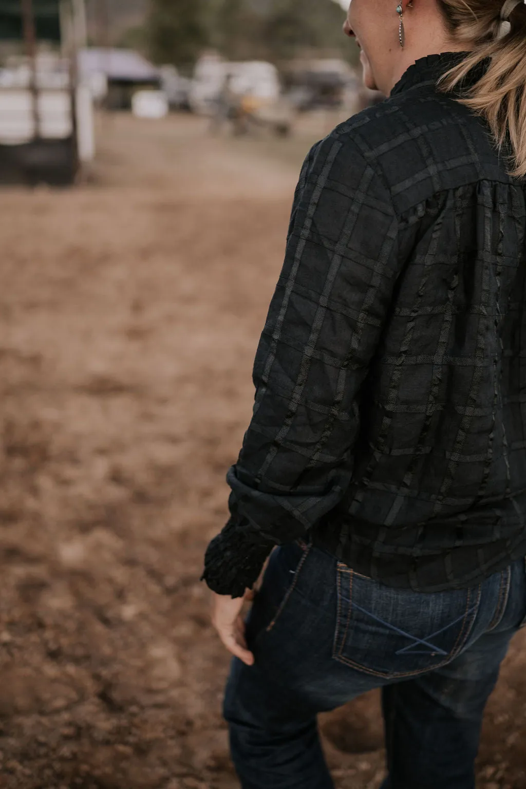 "Luci" Linen Black Checked Women's Shirt