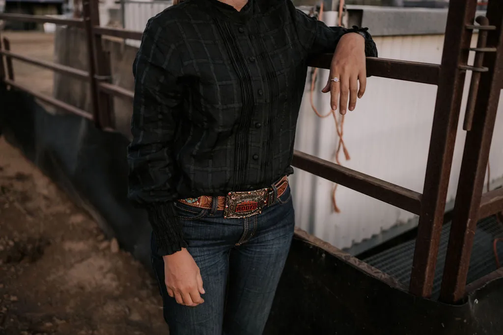 "Luci" Linen Black Checked Women's Shirt