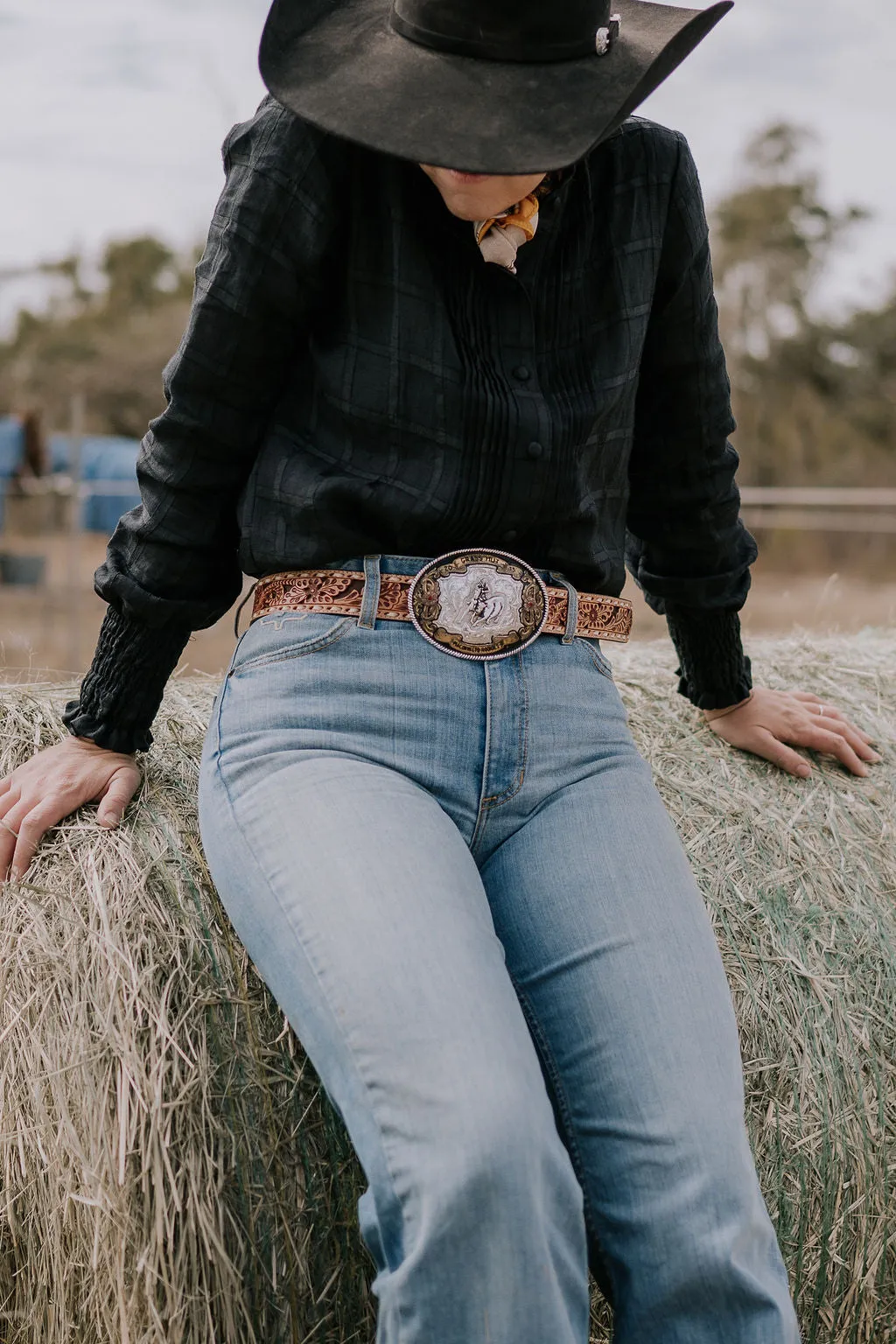 "Luci" Linen Black Checked Women's Shirt