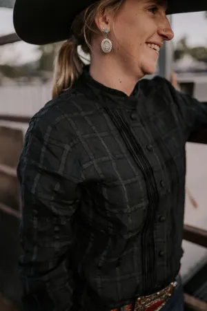 "Luci" Linen Black Checked Women's Shirt