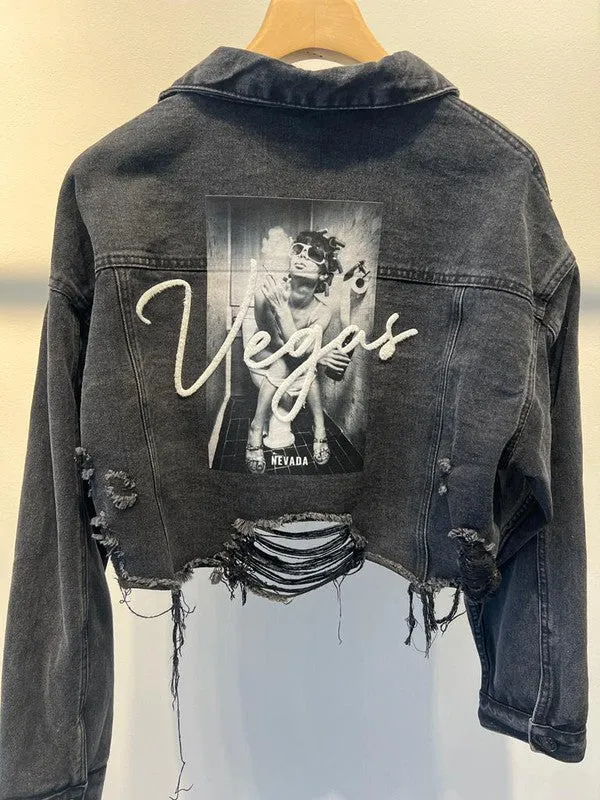 "VEGAS" Lets"s Party with this Crop Denim Jacket