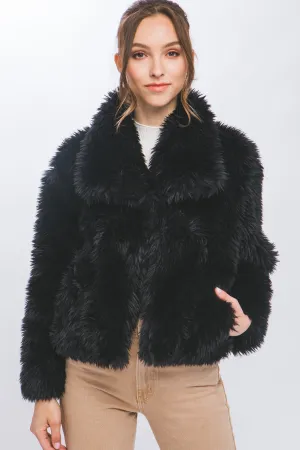 "Winter In NYC" Black Faux Fur Mid Waist Coat