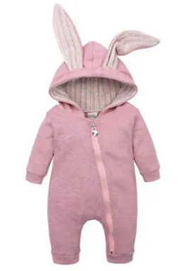 Rabbit Ear Hoodie Baby Rompers