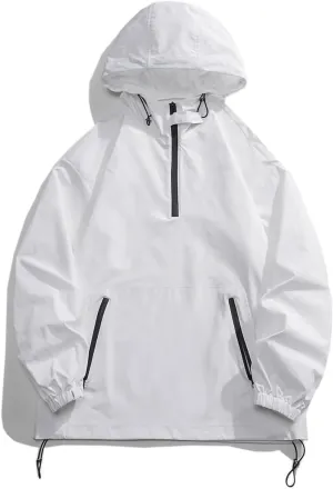 Rain Jacket Men Long Sleeve Outdoor Waterproof Coats Lightweight Windbreaker Jackets Casual Travel Hoodies With Pocket