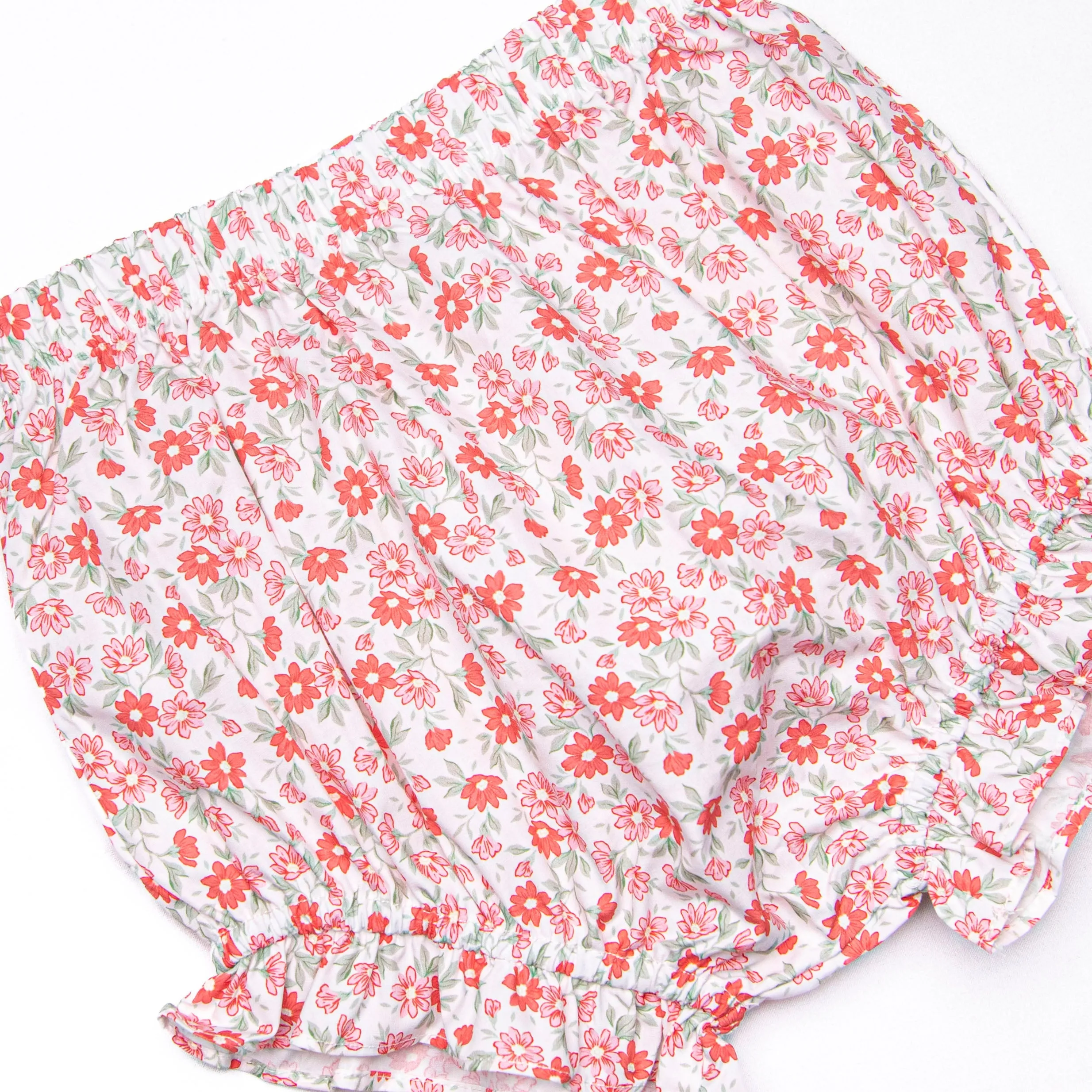 Raspberry Blooms Diaper Set, Red