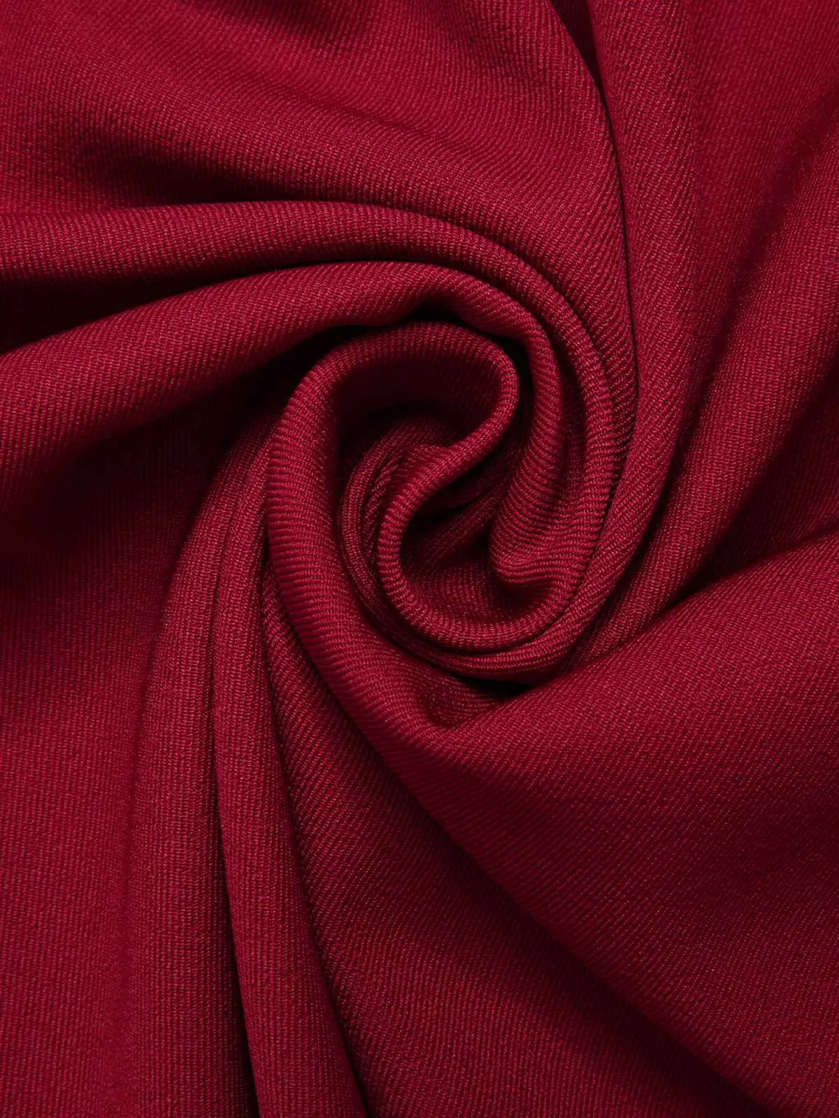 Red 1940s Buttoned Solid Skirt
